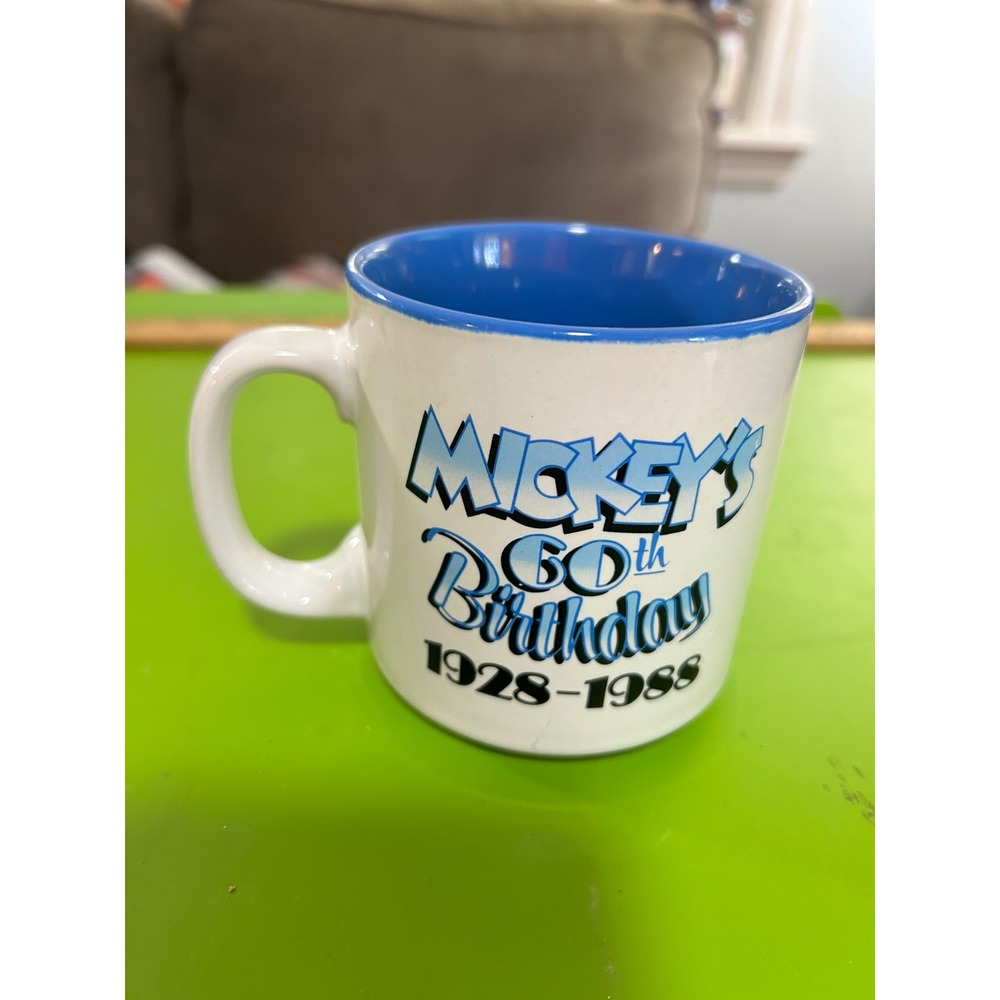 Vintage Disney Mickey Mouse 60th Birthday Mug 1928-1988 Disneyland Walt Disney